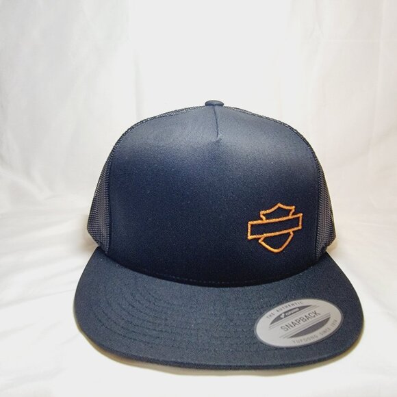 Bar and Shield Harley Motorcycle Flat Bill Snapback Direct Embroidered… - Picture 4 of 5